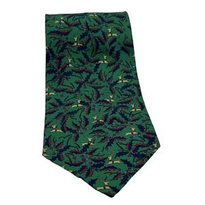 Christmas Reindeer MARJA KURKI Men's 100% Silk Green Tie